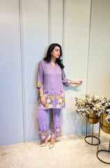 Purple Sunflower Embroidered Co-ord set