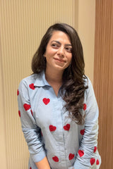 Cotton Denim Embroidered Shirt