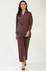 Black and Brown Embellished Co-ord Set