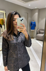 Black Jacquard Zipper Jacket