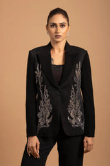 Black Embellished Blazer Set