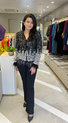 Black White Embellished Jacket