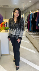 Black White Embellished Jacket