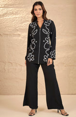 Black Embellished Zipper Co-Ord Set