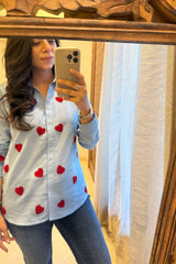 Cotton Denim Embroidered Shirt