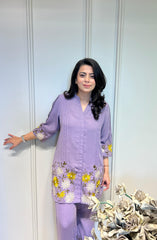 Purple Sunflower Embroidered Co-ord set