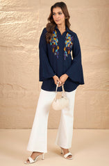 Blue Colorful Embellished Shirt