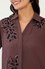 Black and Brown Embellished Co-ord Set