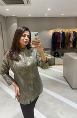 Olive Jacquard Zipper Jacket