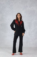 Bold Black & Red Embellished Shirt