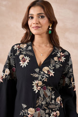 Black Floral Embroidered Co-Ord Set