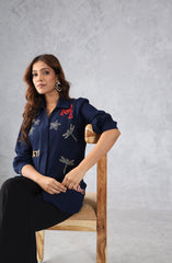 Funky Navy Blue Embellished Shirt