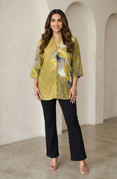 Digital Printed Mustard Cotton Shirt