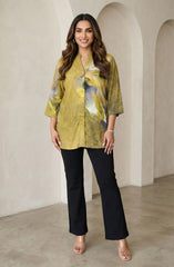 Digital Printed Mustard Cotton Shirt