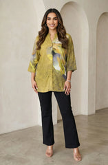 Digital Printed Mustard Cotton Shirt