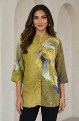 Digital Printed Mustard Cotton Shirt