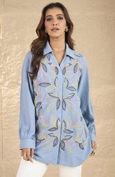Sky Blue Embroidered Shirt
