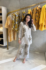 Graceful Beige Embellished Co-ord Set