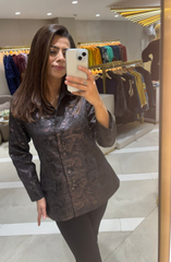 Black Jacquard Zipper Jacket