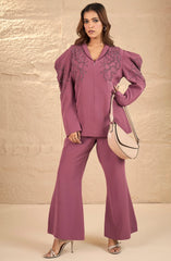 Blush Pink Puff Style Embellished Co-Ord