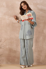 Light Sage Green Embroidered Co-Ord Set