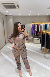 Woolen Beige Printed Co-Ord Set