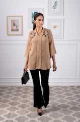 Beige Embellished Shirt