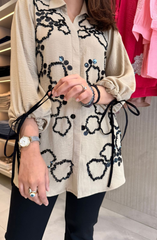 Beige Sandstone Embellished Shirt