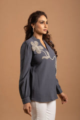 Grey Embellished Shirt