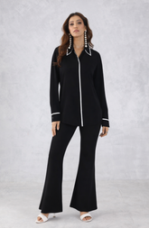 Black Contrast Piping Shirt