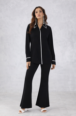 Black Contrast Piping Shirt