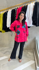Hot Pink Cotton Embellished Shirt