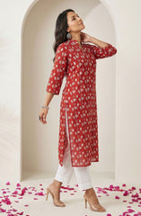 Red Floral Printed Kurti