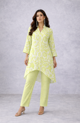 Lime Green Printed A-Line Co-Ord Set