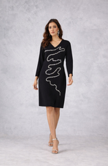 Black Embellished V-Neck Dress