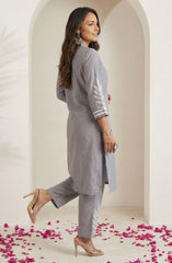 Grey Embroidered Kurta Set