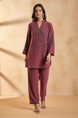 Cherry Pink Embellished Co-Ord Set