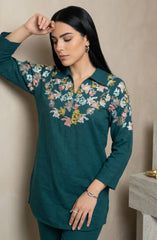 Bottle Green Embroidered Co-ord Set