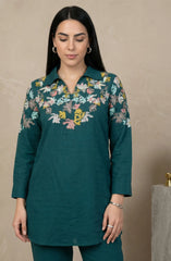 Bottle Green Embroidered Co-ord Set