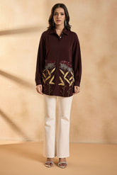 Wine Bloom Embellished Shirt