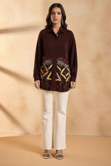 Wine Bloom Embellished Shirt