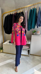 Pink Floral Embroidered Cape