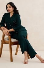 Dark Emerald Floral Sequin Co-Ord Set