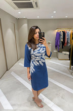 Blue Leaf Embroidered Dress