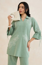 Mint Blossom Embroidered Co-Ord Set