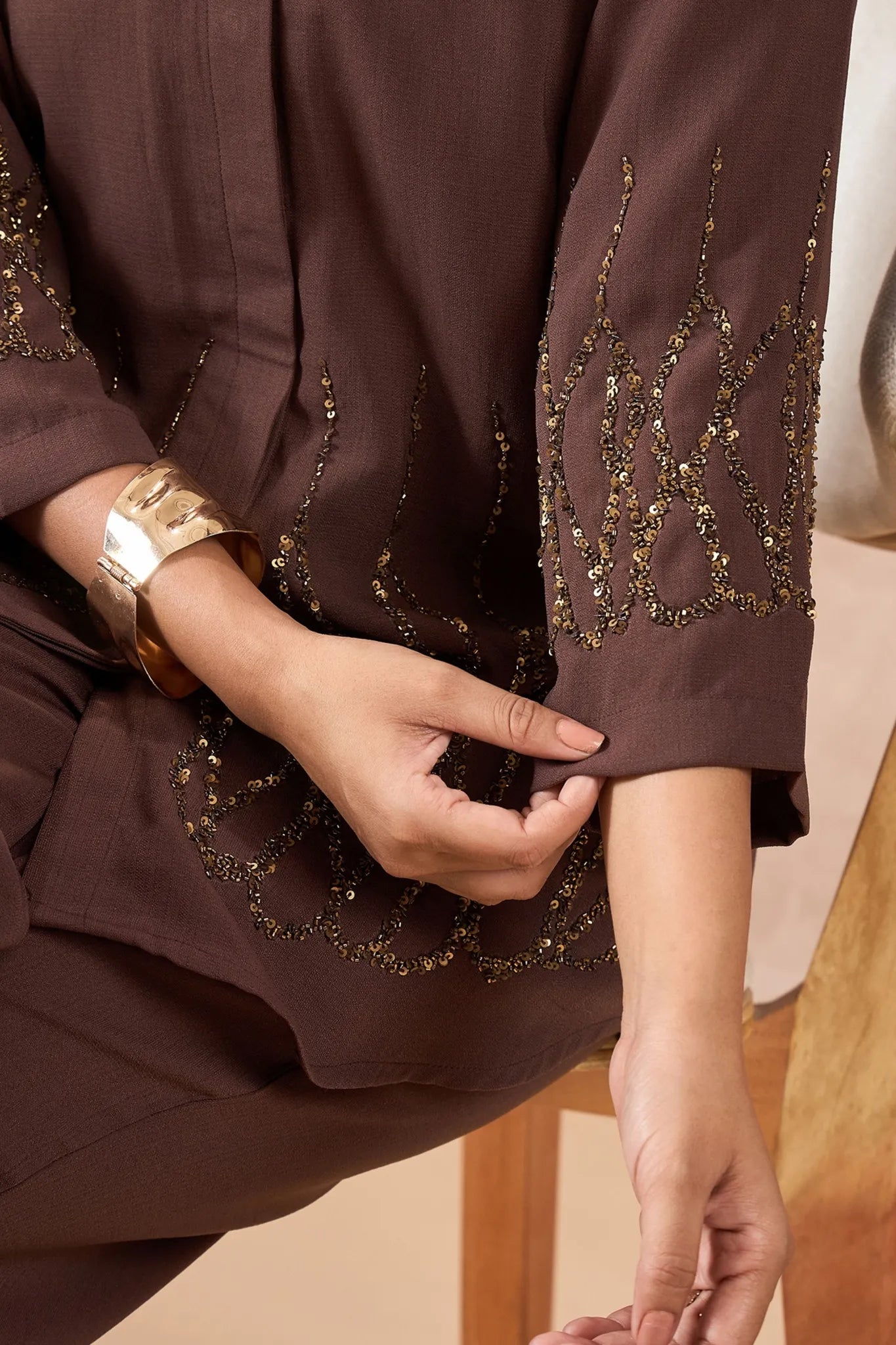 Brown Embellished Co-Ord Set