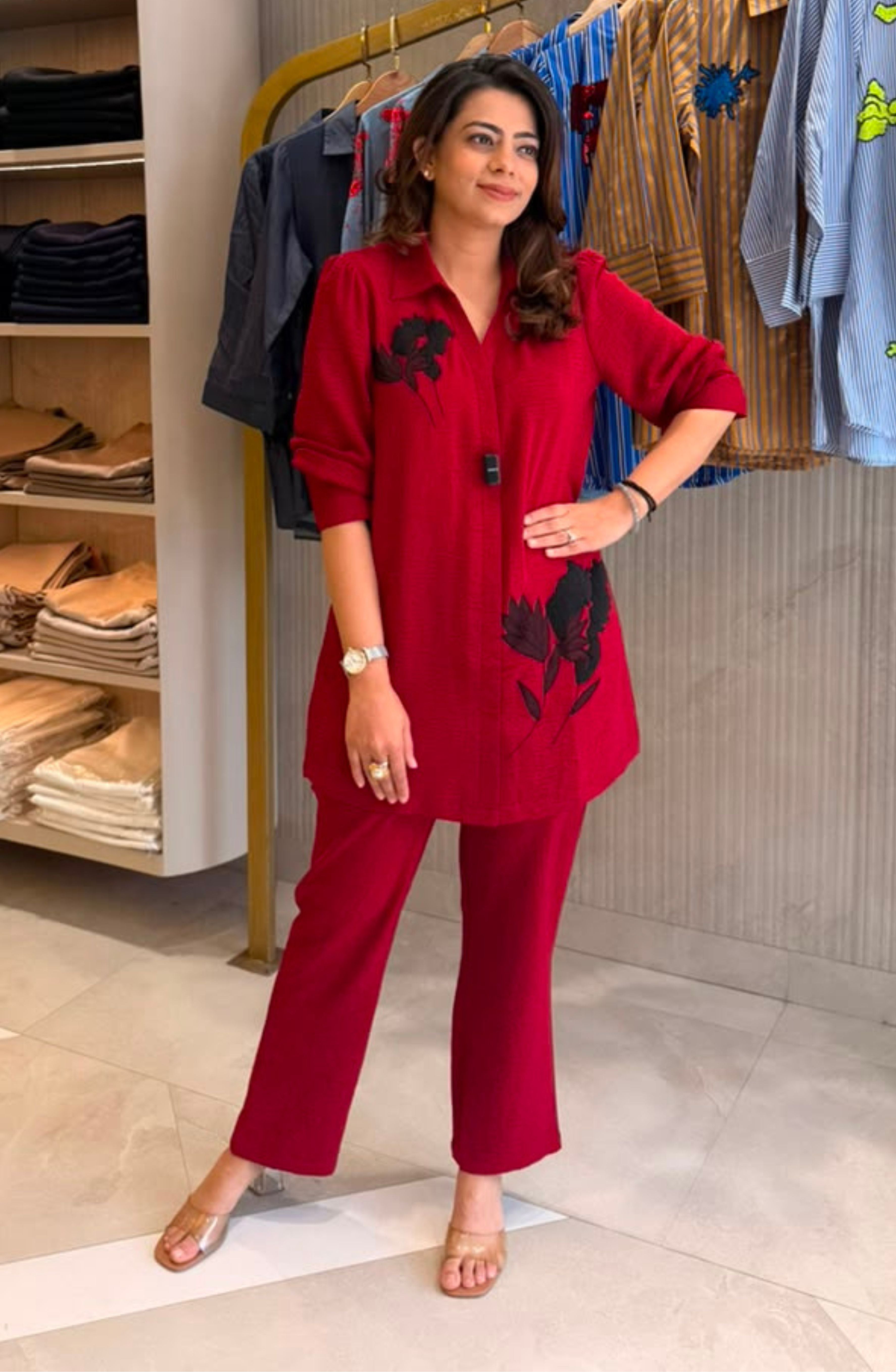 Red Luxe Embellished Co-Ord Set