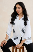 White Floral Midnight Embellished Shirt