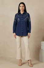 Navy Blue Sequin Shirt