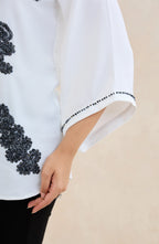 White Floral Midnight Embellished Shirt